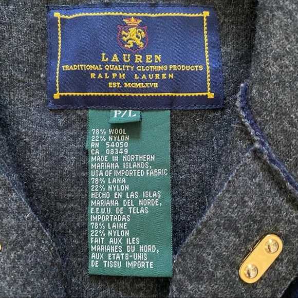 Lauren Ralph Lauren Navy Wool Hooded Jacker Coat Sz PL - Picture 2 of 7